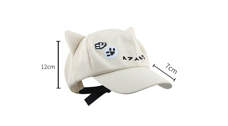 Kawaii Cat Ear Paw Embroidery Baseball Cap Japanese Y2K Style Adjustable Hat for Women